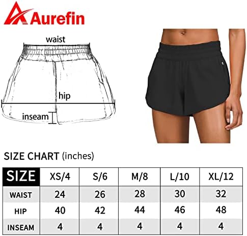 Aurefin 4 '' מכנסי ריצה נמוכים במותניים, מכנסיים קצרים אתלטי יבש מהיר עם אניה וכיס רוכסן
