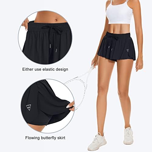 מכנסי פרפר Zando קצרים זורמים מכנסיים קצרים לנשים עם כיסים 2 ב -1 מכנסיים אתלטים לנשים מכנסיים קצרים