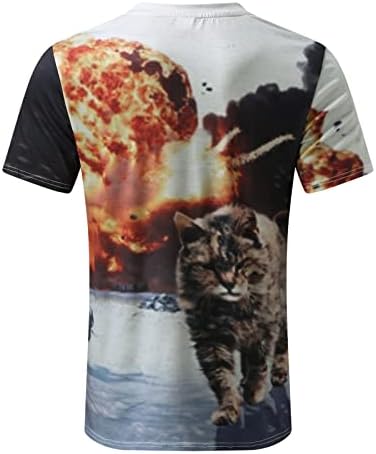XXBR גברים מצחיקים חתול מצחיק חולצות טריקו מוטות קיץ שרוול קצר 3D קיטי חידוש גרפי קרוס צווארון טיס חולצה