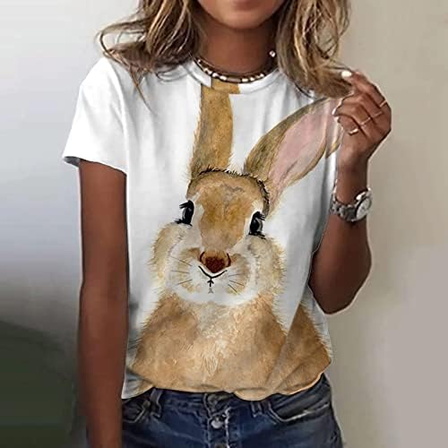 Kawaii Animal Bunny Faceter חולצות T לבנות סתיו סתיו שרוול קצר צוואר צוואר גרפי גרפי חולצות טופ חולצות