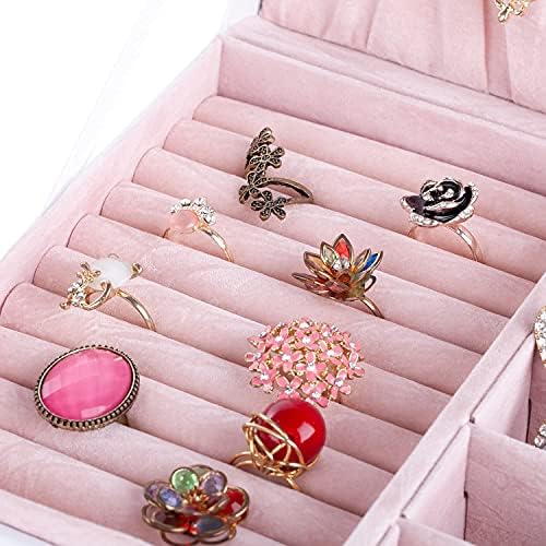תיבת תכשיטים קופסת תכשיטים גדולה מארגן תכשיטים ארגון קופסא תצוגת אחסון מחזיק מארז עם מנעול מראה נערות