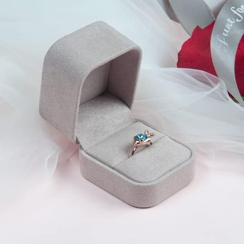 אייגיסטאר טבעת תיבה, אחת תכשיטי טבעת תיבה, אחד חריץ, חיצוני ולהכניס עטוף עם מיקרופייבר עור להצעה, חתונה