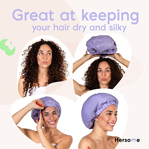 2 כובעי מקלחת פרימיום לנשים - 500+ מקלחות, אטומות למים, דו צדדיות, לשיער ארוך ונהדר לתלתלים