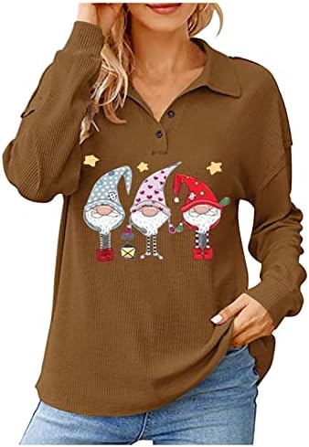 סוודרים חורפיים לנשים הדפס חג המולד צמרות רגועות