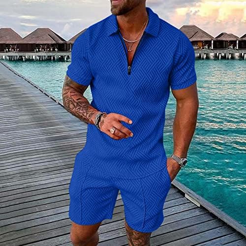 תלבושות קיץ של RVIDBE לגברים מסוגנן 4 ביולי חליפות מסלול מודפסות חליפת קיץ ספורט שרוול קצר ומכנסיים