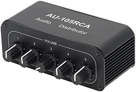 בורר אודיו סטריאו של Oumefar, מתג אודיו סטריאו גבוה Stereo ABS סגסוגת אלומיניום מיני הפחתת רעש בגודל