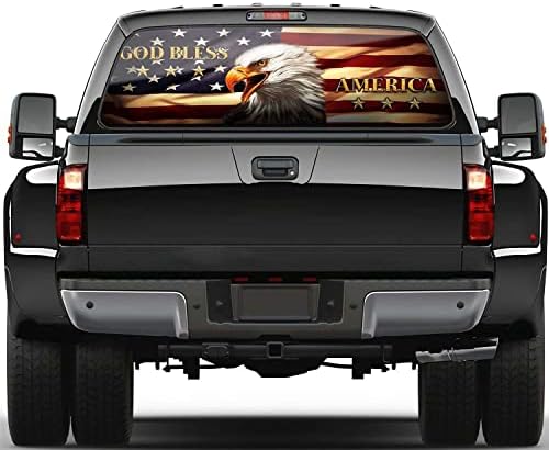 משאית Wildlavie חלון אחורי מדבקת דגל אמריקאי נשר גרפי מחורר דבק ויניל עוטף גודל קישוט פטריוטי בגודל