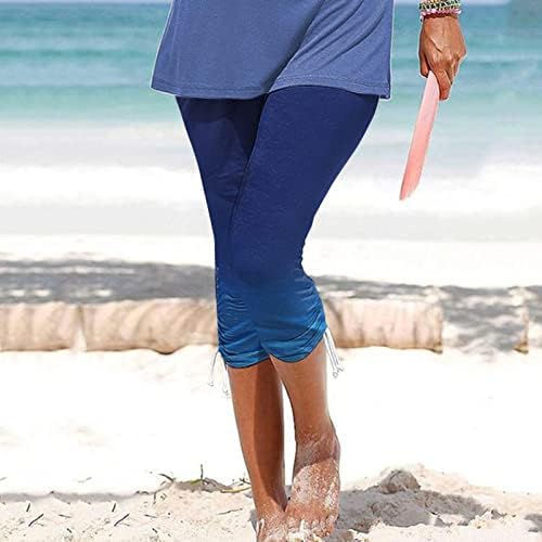 מכנסי קפריס מזדמנים של נשים קיץ הדפס פרחוני הקצץ חוף חוף משורר מכנסי קפרי חותלות טרקלין דלים