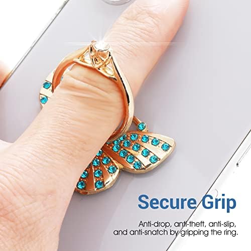דוכני טבעת טלפון סלולרי של קובי, 4 מחזיקי טבעת טלפון פרפר עם אבני חן אבני חן נצנצים אצבע אצבע בעיטה