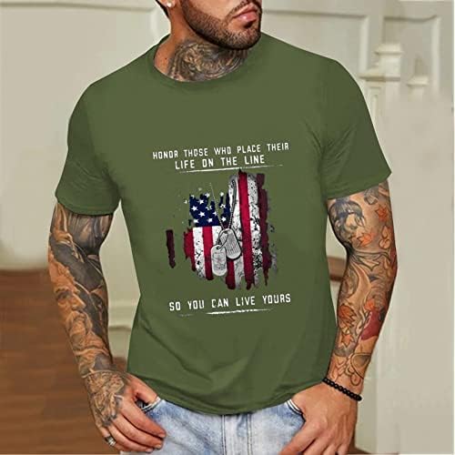 BMISEGM חולצות גברים קיץ גברים קיץ אופנת קיץ מזדמן צוואר עגול יום עצמאות יום הדפס קטן חולצת חולצת גברים