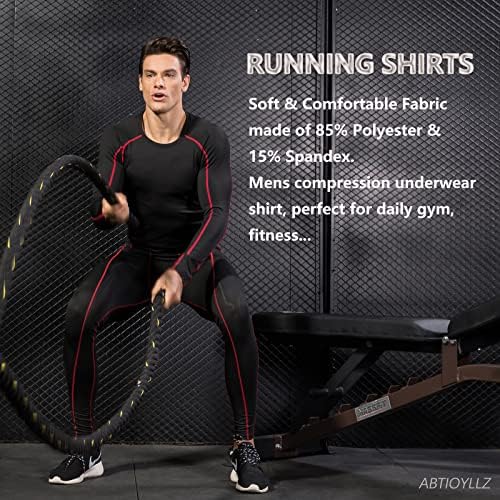 דחיסת חולצות גברים ספורט ארוך שרוול שכבת בסיס מהיר יבש אימון גופיות חולצות כדורגל ריצה חולצות