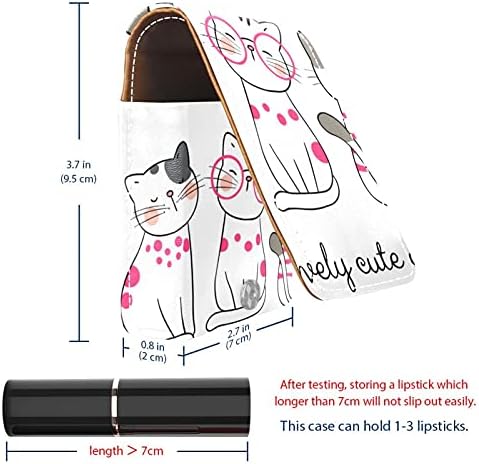 שפתון מקרה עם מראה יפה חמוד חתול גלוס מחזיק נייד שפתון אחסון תיבת נסיעות איפור תיק מיני עור קוסמטי פאוץ
