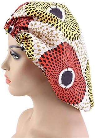 נשות Qianmome שכבון כפול הדפס גדול במיוחד סאטן סאטן מצנפת שינה כובע דפוס אפריקני בד אנקרה מכסה