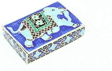 Rajasthan אבני חן בעבודת יד תיבת תכשיטים בעבודת יד 925 סטרלינג כסף פיל אמייל ישן צבע Cloisonne - 9