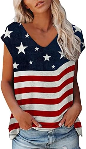 נשים של צווארון חולצות אמריקאי דגל הדפסת פטריוטס חולצת טי מזדמן כושר רופף קצר שרוול עצמאות יום טי חולצות