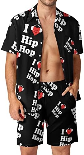 Baikutouan אני אוהב היפ הופ לגברים 2 חלקים חליפות חליפות הוואי