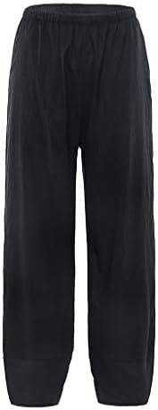 מכנסי פשתן של חיל הים מכנסיים רופפים מכנסיים קצוצים ברגליים רחבות המותניים אלסטיים נוחים מכנסיים קלים