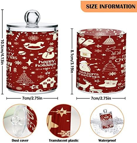 Alaza 2 Pack QTIP Holder Dispenser אלמנטים לחג המולד על מיכלי מארגן אמבטיה אדום לכדורי כותנה/ספוגיות/רפידות/חוט