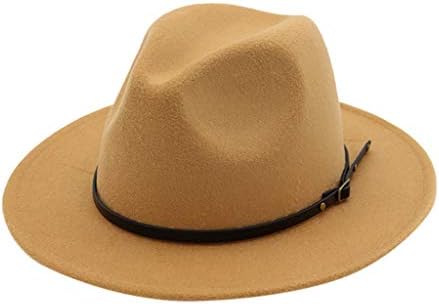 כובעי פדורה עם אבזם חגורה אופנה כובע קז'ואלי לנשים רטרו תקליטון כובע ג'אז רחב כובעי פדורה לנשים לגברים