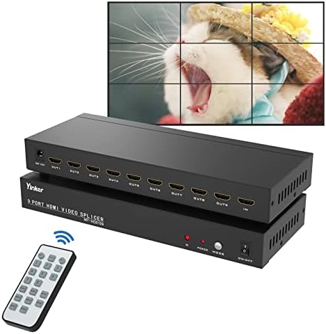 בקר קיר וידאו יינקר 3x3, מעבד קיר וידאו HDMI 1080p@60Hz תומך ב -13 מצבים - 1 קלט HDMI & 9 פלט HDMI