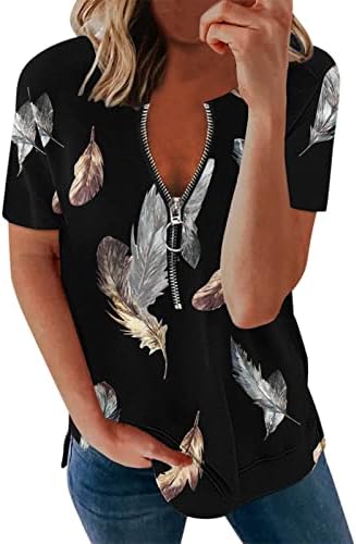 חולצות לנשים קיץ טרנדי מקרית כיכר צוואר קל משקל חולצות כושר רופף רטרו קצר שרוול עניבה לצבוע
