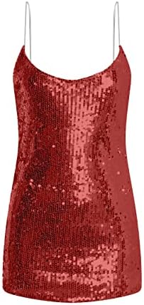 נשים סקסי המפלגה מועדון שמלת גליטר נצנצים ספגטי רצועת סקופ צוואר שרוולים מיני קוקטייל שמלות