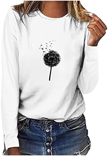 צמרות נשים אביב אביב שן הארי המזני של שרוול ארוך חולצות חולצות צווארון קרקע חולצה טוניקה טוניקה טוניקה
