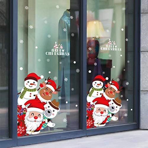 מדבקות קיר לחג המולד N-Brand PVC Santa Claus Snowman חג המולד עץ עץ קיר מדבקות אביזרים דקורטיביים לחדר