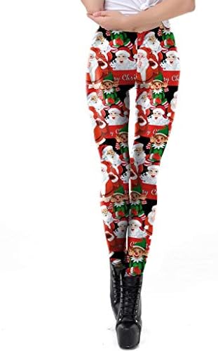 מכנסי יוגה שורתיים נשים מותניים גבוהות בקרת בטן סנטה פס פס חותלות לחג המולד של אימון לחג המולד טייץ