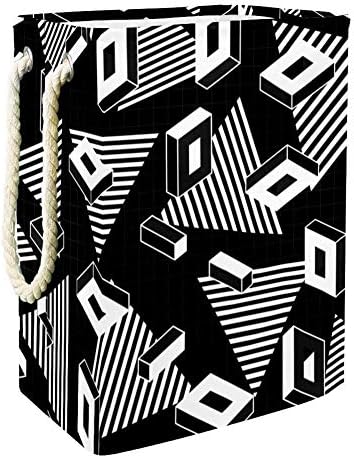 שחור ולבן רטרו גיאומטרי צורות דפוס 300 ד אוקספורד עמיד למים בגדי סל גדול כביסה סל עבור שמיכות בגדי צעצועי
