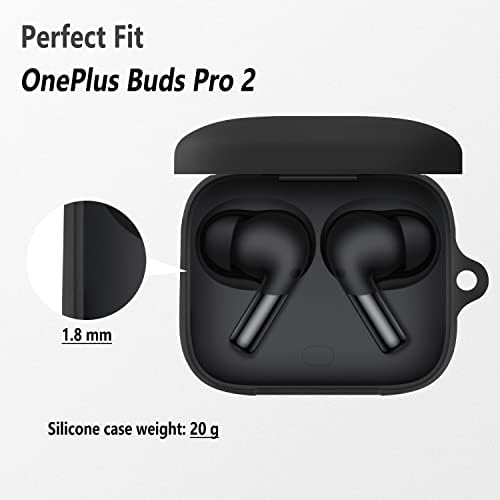 מקרה Geiomoo סיליקון התואם ל- OnePlus Buds Pro 2, כיסוי מגן עם קרבינר