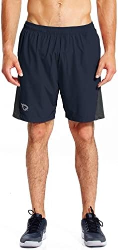 מכנסיים קצרים של 7 אינץ 'של Baleaf גברים עם כיס רוכסן לרוכסן רשת לחדר כושר אימון אתלטי