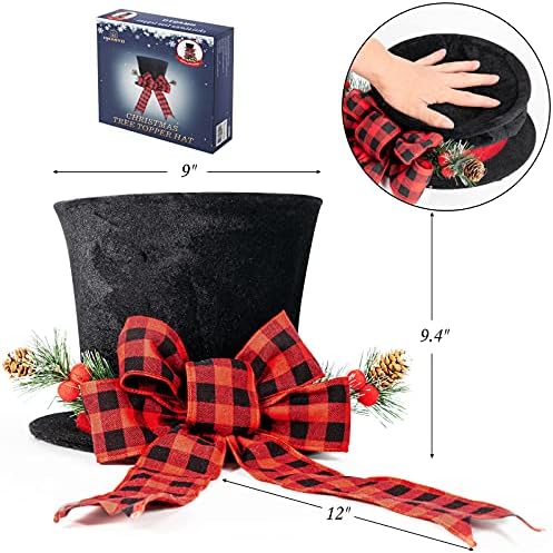 טופר עץ חג המולד של HMASYO - שדרג כובע עץ שחור גדול