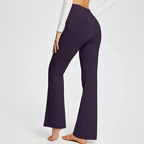 מכנסי יוגה של ג'ורסה מתלקחים לנשים מכנסי טרנינג מכנסי טרנינג מותניים אלסטיים חותלות מתרחבות.