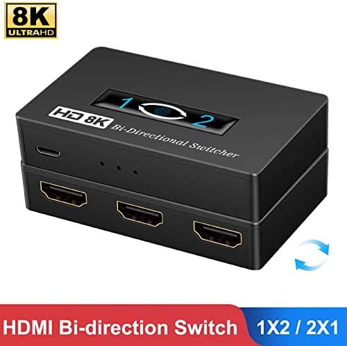 מתג HDMI 2x1 HDMI Splitter 8K/4K@60Hz מתג HDMI 2 ב 1 Out HDMI Splitter 1 ב -2 מתג דו כיווני תמיכה תומך