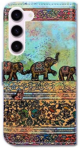 23 מקרה, שבטי פילים דפוס עור להעיף טלפון מקרה ארנק כיסוי עם כרטיס חריץ מחזיק מעמד עבור סמסונג גלקסי