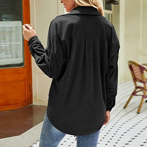 משרד טוניקה חולצות נחמדות לנשים באביב נוחות ארוכת רווקים מעיל מוצק מעיל פפלום נוח קורדרוי נגד צוואר