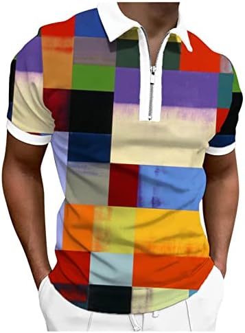 XXBR Mens Zipper Polo חולצות גולף, קיץ שרוול קצר צבע הדפסת גרפיקה ספורט גרפי טניס טניס חולצה עליונה