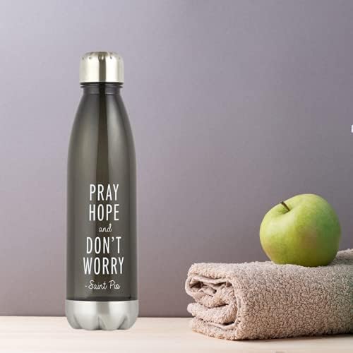 בקבוק מים מעורר השראה עם טוויסט נירוסטה ממכסה ותחתית, התפלל תקווה ואל תדאג לטיולים ולגבור על כלי שתייה