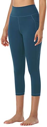 מכנסי יוגה קפרי יוגה גבוהים של אקססאה עם אקססאה עם כיסים אימון בקרת בטן מפעיל חותלות יוגה חותלות אתלטיות