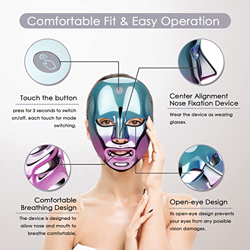 יואסו הוביל מסיכת פנים טיפול באור, מכשיר אנטי אייג ' ינג 7 צבע ספא מסיכת פנים לטיפול באקנה התחדשות העור