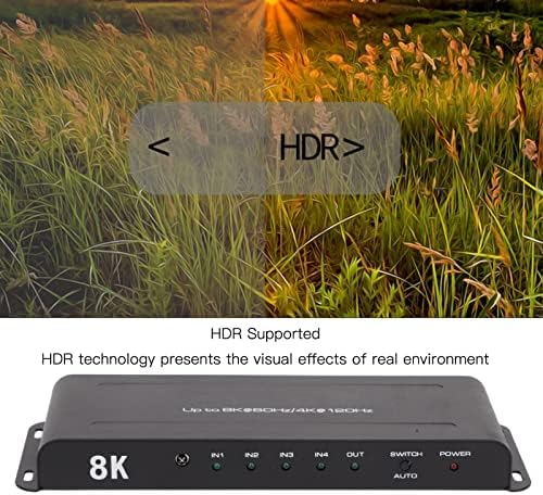 DILWE 4 PORT HDMI מתג 8K, 4X1 HDMI מתג 4 ב 1 OUT, 40 ג'יגה -ביט לשנייה מהיר יציב HDMI מתג תיבת בורר