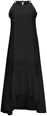 נשים של קיץ מקסי שמלה מזדמן בוהו שרוולים ספגטי רצועת שיפון שמלת שכבות לפרוע ארוך חוף שמש שמלות