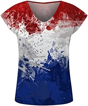 נשים של ארהב דגל פטריוטים חולצת טי צוואר רגוע בכושר חולצות מקרית קצר שרוול גרפיטי אמריקאי דגל גרפי טיז