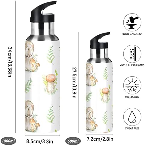 Xigua 32 גרם קיפודים פטריות בקבוקי מים עם מכסה קש, מים מבודדים מפלדת אל חלד אטום דליפה ו- BPA בחינם