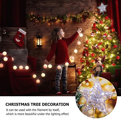 עץ כוכב הכסף של Valiclud Topper 3D גליטר חלול עץ הכוכב העליון עם אורות לקישוטים לעץ חג המולד קישוטים