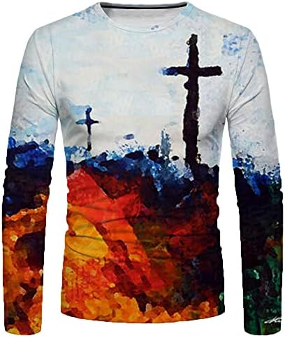 חייל XXBR חולצות שרוול ארוך לחולצות לגברים, סתיו 3D חידוש אמונה ישו ישו צולב אימון הדפס אתלטיקה טופית