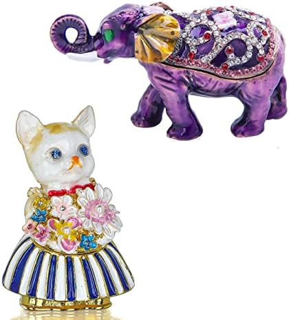 יו פנג מקסים לחתול ופיל קופסת תכשיטים של בעלי חיים