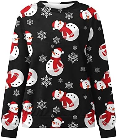 סוודרים נשים נפילות 2022 שרוול ארוך חולצות חג מולד חמודות מצחיקות סווטשירט דפוס מערבי סווטשירט סווטשירט