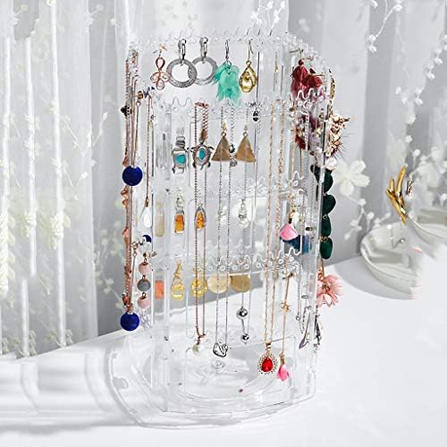 פקי 360 * מארגן תכשיטים מסתובב 4 שכבות, מתלה תצוגת תכשיטים , 156 חורים להצגת עגילים, 160 חריצים להצגת